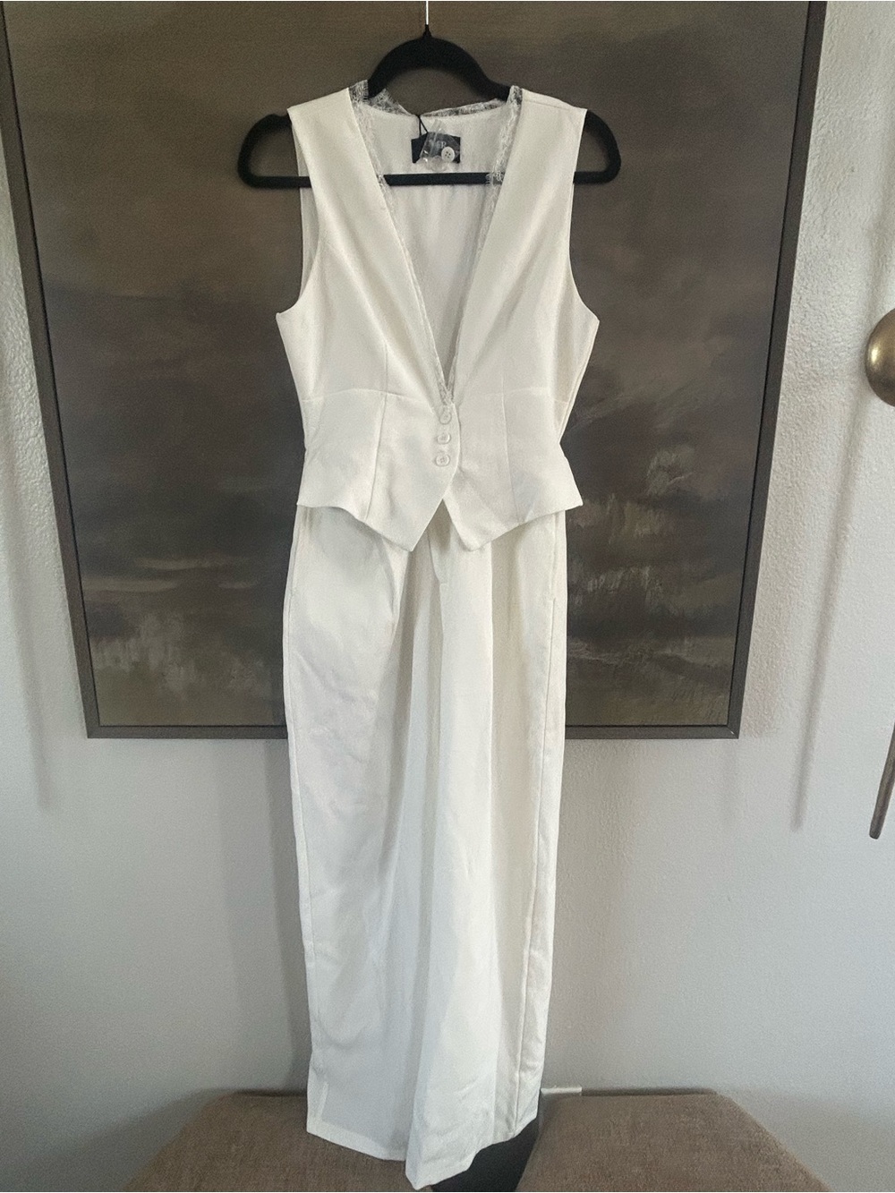 NWT Cider Sleeveless White Jumpsuit with Tailored Vest - Picture 2 of 14
